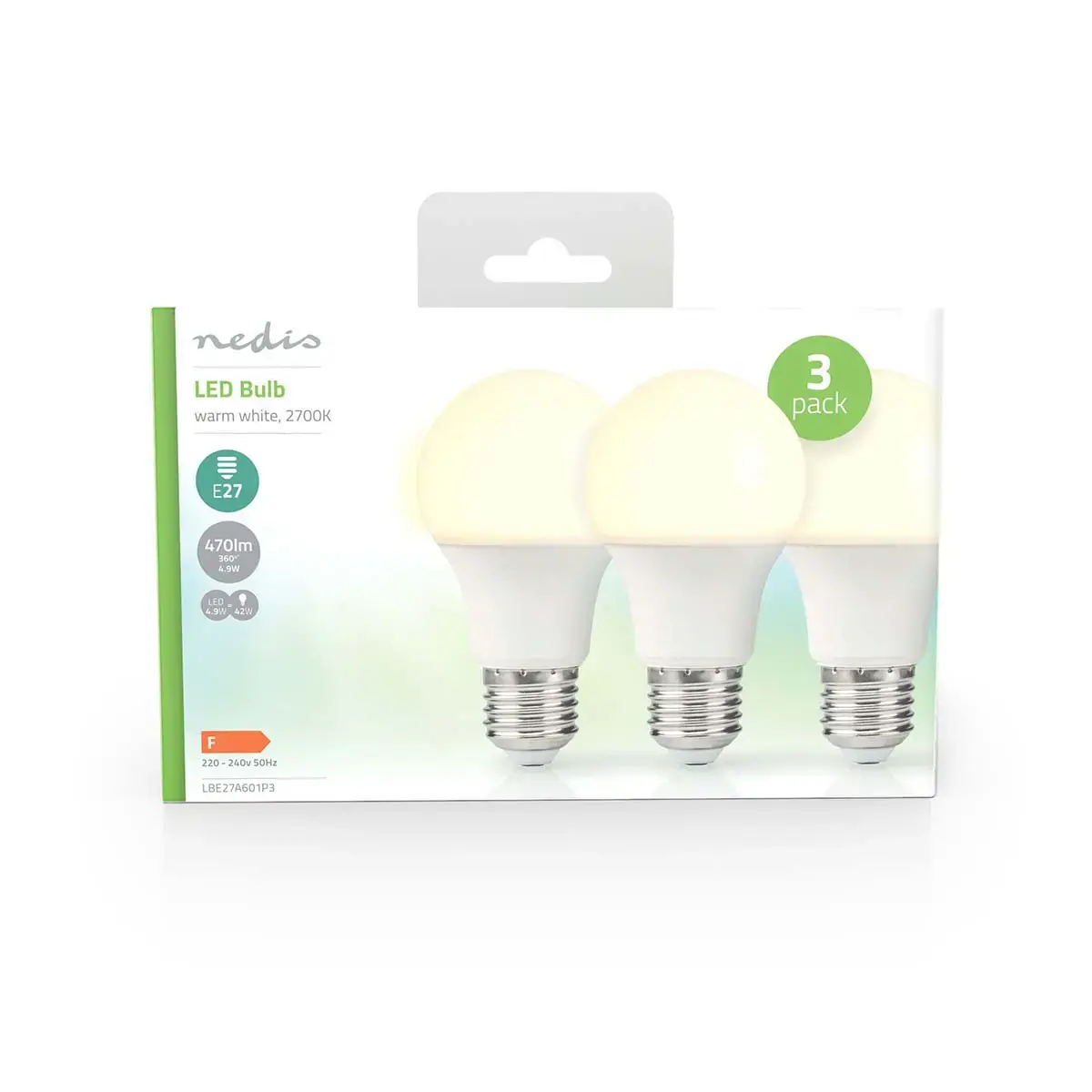 Nedis LBE27A601P3 LED spuldze E27 4.9W 2700K Photo 3