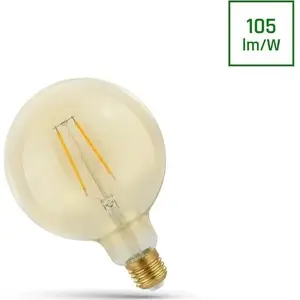 LED spuldze Spectrum LED G125 E27 230V 2W COG WW Retroshine — silti balta, globuss G125