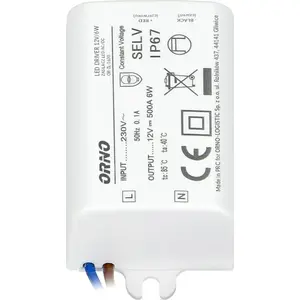 LED Power Supply ORNO OR-ZL-1630, 6W, 12V DC, IP67, MINI