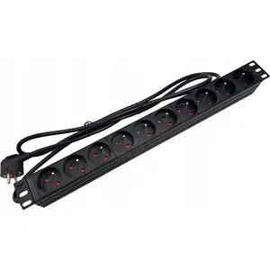 Power strip Alantec 19" 230V — 10 sockets (Type E CEE 7/5), 1.8 m cable CEE 7/7 (PZ019)