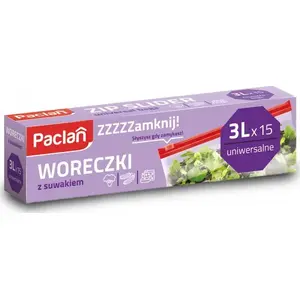 Paclan līkspapīra maisiņi ar slēdzi 3 l 15 gab. — hermētiski maisiņi ar slīdni