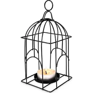 Metal tealight lantern / candle holder black — birdcage-style decorative lampion
