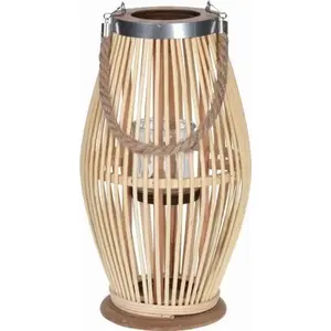 Bamboo lantern KMTP 21×38 cm with glass insert K-435000400