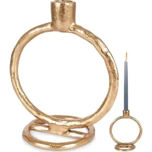Svečtura turētājs Home&Styling Collection, alumīnija, zelta, 19 cm, garai svecei