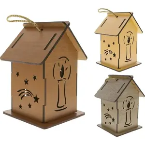 Wooden Advent Lantern GoDan 502416 — decorative tabletop lampion for candles