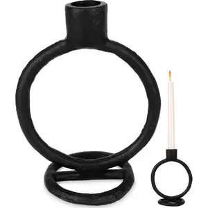 Candlestick for taper candle, Home&Styling Collection, aluminium, black, 15 cm