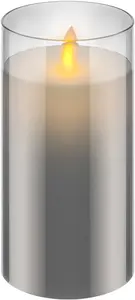 LED real wax candle in glass GOOBAY 7.5 x 15 cm, LED 0.03 W, battery powered, 4.5 V