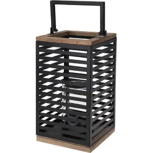 Hanging Metal Candle Lantern Excellent Houseware HZ1952400 black 15×15×28 cm