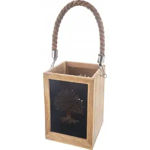 Wooden candle lantern ORION MANGO 20 cm — decorative wooden lampion for tealight