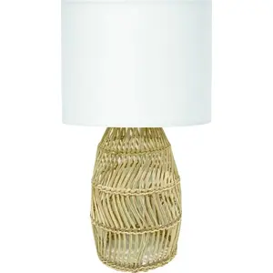 Table rattan lamp PLATINET PTL1058 with white shade (model Korfu)