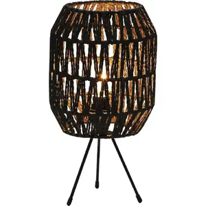 Table rattan lamp PLATINET PTL7027 dark brown Capri — indoor table lamp, woven rattan shade