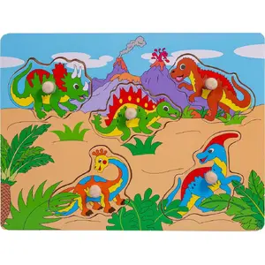 Koka puzle ar rokturiem Smily Play «Dinozauri» — Smily Play 5835972, izglītojoša koka puzle