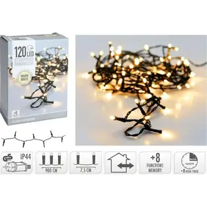 Gaismas virtene KOOPMAN HV808149-SW — 120 LED, silti balta, ķēdes ar taimeri