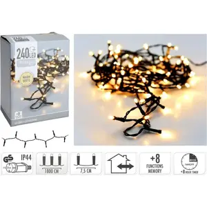 Gaismas virtene KOOPMAN HV808200-SW — 240 LED, silti balta, taimeris