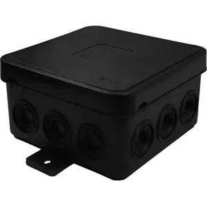 Flush-mount electrical junction box ViPlast 035-05 12-entry 75×75×41 mm IP54 black