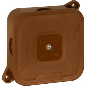 Virskārtas elektro sadales kārba ViPlast VP-2 85×85×35 mm IP44, 4 ieejas, brūna