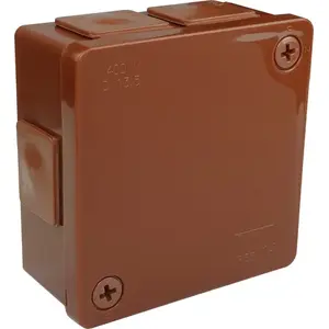 Elektro sadales kārba ViPlast 022-02, iekšējai/ārējai uzstādīšanai, brūna, 6 kabeļu ieejas, 2 skrūvju stiprinājumi, 86×86×40 mm, IP55