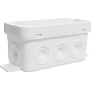 Virszemes savienojuma kārba ViPlast 038-01, 8 ievadi, ārējie izmēri 80×45×41 mm, IP54, balta