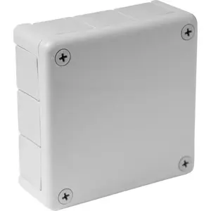 Elektriskā sadales kārba ViPlast 051-03 12 ieeju, pelēka, bezvītņu kabeļu ievadi, bez skavām, ārējie izmēri 118×118×46 mm, IP55