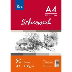 Skicētājs Tetis A4 50 lapas balts — skiču bloks zīmēšanai