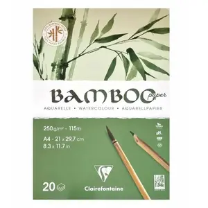 Watercolor Paper Clairefontaine 100% Bamboo Paper 20 sheets A4 250 g/m² Toplimet strong grain