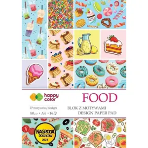 Craft Paper Block GDD Food-themed A4 16 Sheets — decorative paper pad for crafting and scrapbooking