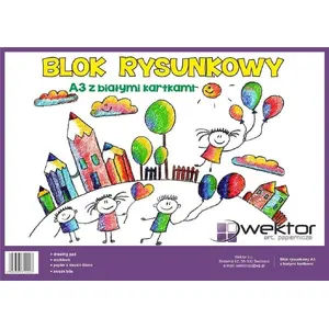Zīmēšanas bloks Wektor A3, 20 lapas, balts papīrs, komplekts 10 gab.