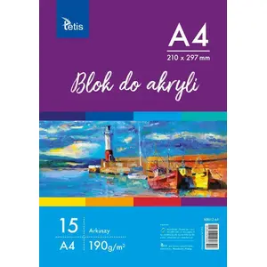 Block for painting Tetis A4 15 sheets white – painting pad, A4, 15 pages