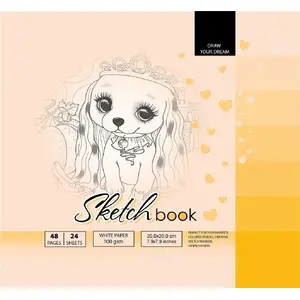 Skicēšanas bloks Fresh 20×20 cm 48 lapas oranžs — spirālveida skiču albums