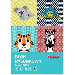 Drawing Pad HERLITZ Cute Animals A4, 20 sheets per pad, colored covers, pack of 10