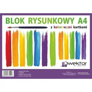Zīmēšanas bloks Wektor A4 16 lokšu krāsaina papīra komplekts, 10 gab.