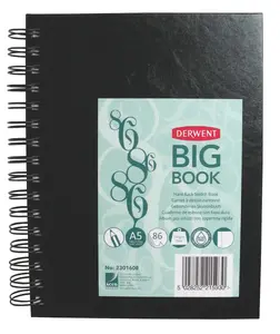 Sketchbook Extralink Derwent A5 Big Book Wire Bound, A5, 86 sheets, 110 g/m², hardcover, black