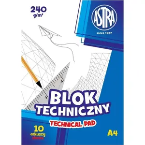 Tehniskais bloks Astra A4 240 g/m² balts 10 lapas (iepakojumā 10 gab.)