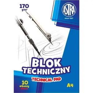 Technical drawing paper pad Astra A4 170 g/m² white 10 sheets (10 pcs pack)