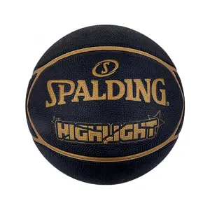 Мяч для баскетбола Spalding HIGHLIGHT (черный/золотой) – резина, для зала и улицы, 1 шт.