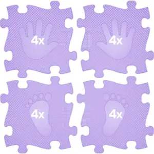 Grīdas paklāju komplekts ASKATO Magic Set 16 daļas lillā MFK-044-4