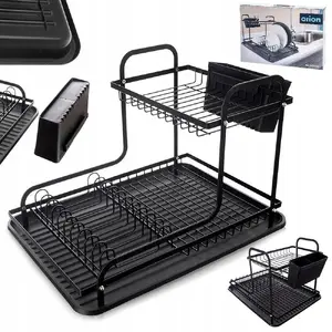 Dish Drying Rack Lumarko RADKA 2-tier black, dimensions 42.5×32×29 cm