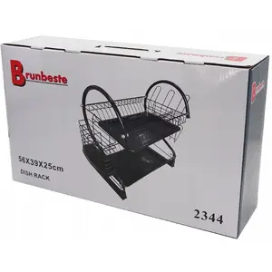 Dish Drying Rack 2-Tier Brunbeste BB-2344 — 56×25×39 cm, stainless-steel frame
