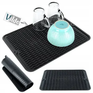 Silicone Dish Drying Mat Vilde 40×30 cm — Black