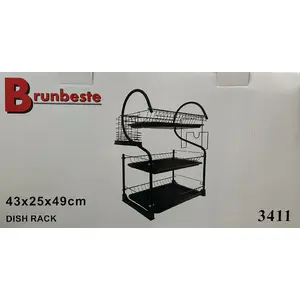 Dish Drying Rack three-tier Brunbeste 3411 — countertop drainer for dishes and cutlery