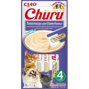 Влажное лакомство для кошек Inaba Foods CHURU Тунец с мидиями 4 x 14 г пакет
