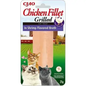 Влажное лакомство для кошек Inaba Foods Churu куриное филе в креветочном бульоне 25 г
