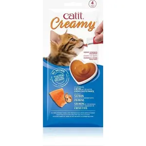 Влажное лакомство для кошек Catit Creamy Salmon & Prawns, 4 шт — кремовый десерт с лососем и креветками
