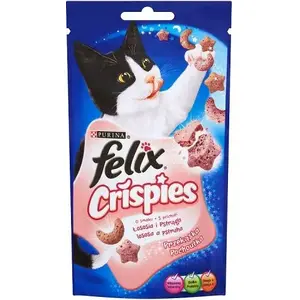 Mitrā kaķu barība Felix Crispies Lasis un Varis, paciņa 45 g