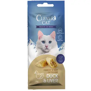 Лакомство для кошек MERKYS Clever Cat Pillows 30 г Утка и Печень, мягкие жевательные порции для взрослых кошек