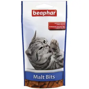 Лакомство для кошек beaphar Malt Bits 35 г – от комков шерсти, кусочки мальты