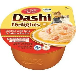 Влажное лакомство для кошек Inaba Foods INABA Dashi Delights Курица, Тунец и Лосось 70 г