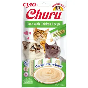 Gardums pieaugušām kaķēm CHURU CIAO Tuncis ar vistu 14 g, bez glutēna