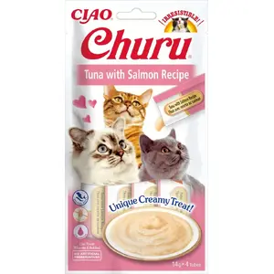 Kaķu gardums CHURU CIAO Tuncis ar lasi, 14 g, pieaugušiem kaķiem, bez glutēna