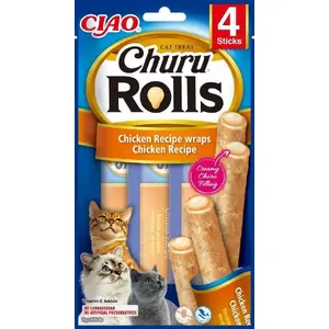 Влажные лакомства для кошек Inaba Foods CHURU ROLLS EU733 — курица, 4 x 10 г